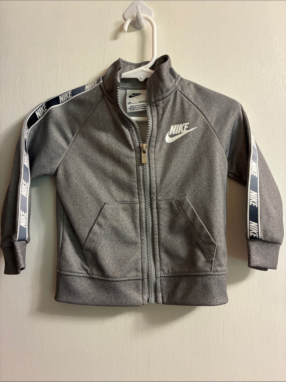 Nike Grey Kids Full-Zip Track Jacket with Logo Tape